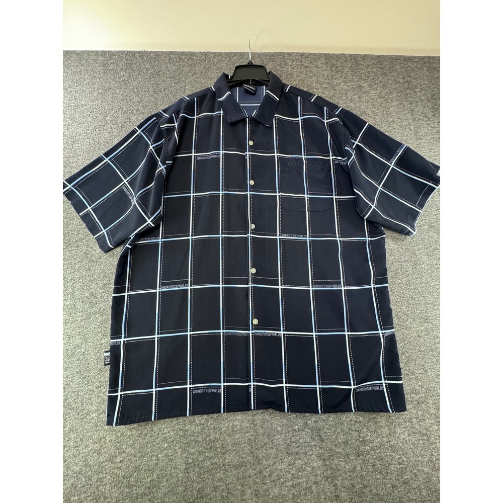 Southpole Mens XXL Navy Blue Grid Plaid Button Down Streetwear Shirt